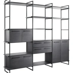 Wandkast Sistema 226x244x45 cm zwart