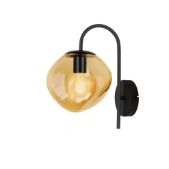 Wandlamp Macato Zwart amber glas 1-lichts