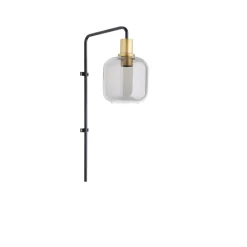 Wandlamp Peglio Glas smoke antiek brons 1-lichts