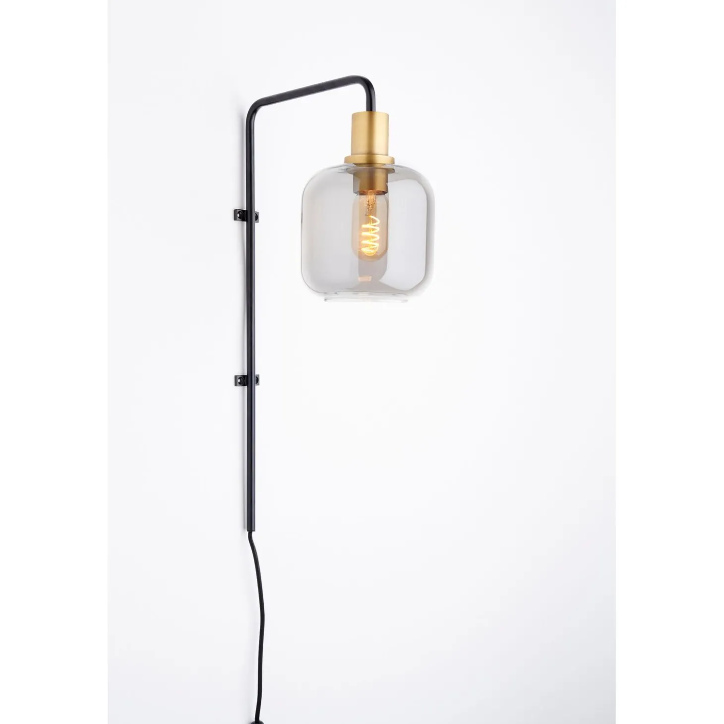 Wandlamp Peglio Glas smoke antiek brons 1-lichts