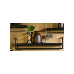 Wandplank Pardal Hout metaal 24x120 cm zwart