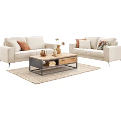 2,5 zitsbank Barrio Ecru 2x70 basic comfort