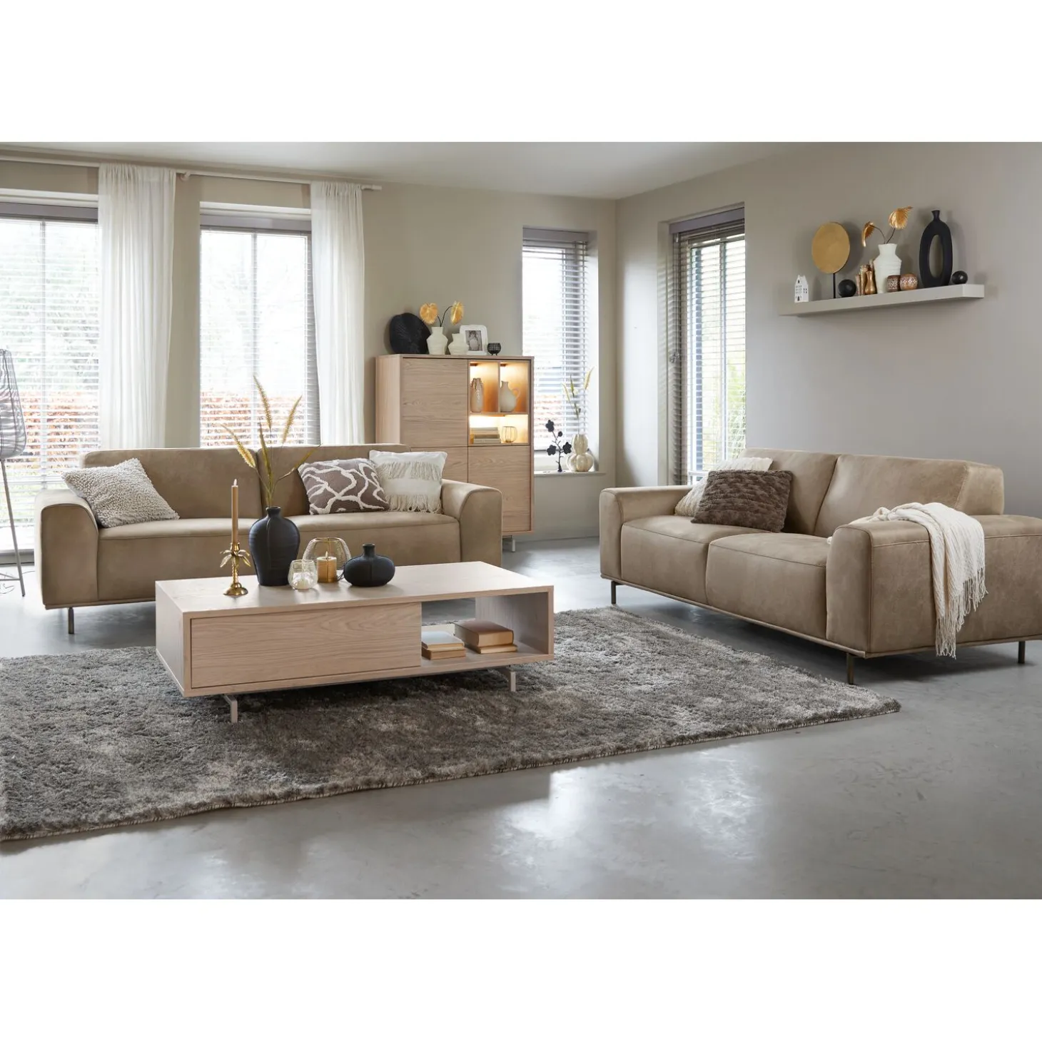 2,5 zitsbank Pantini Microleder bruin premium comfort